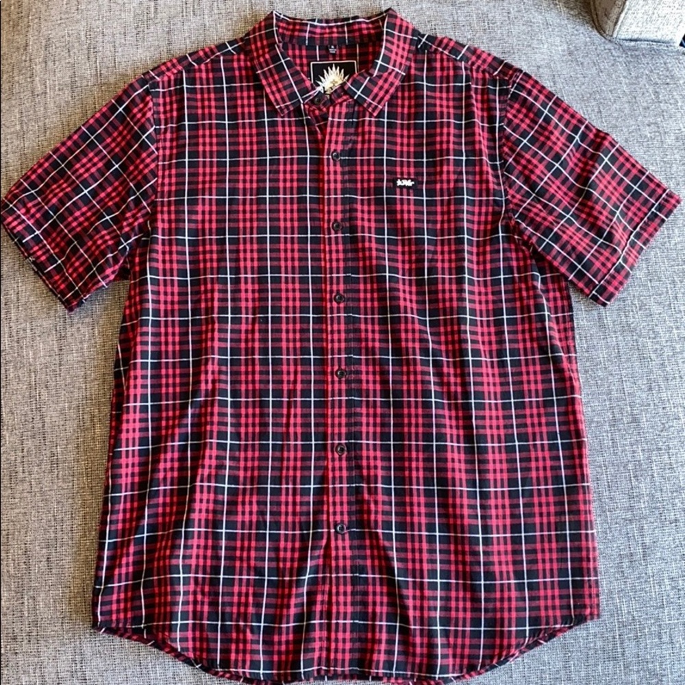 LRG Plaid Button Down Short L